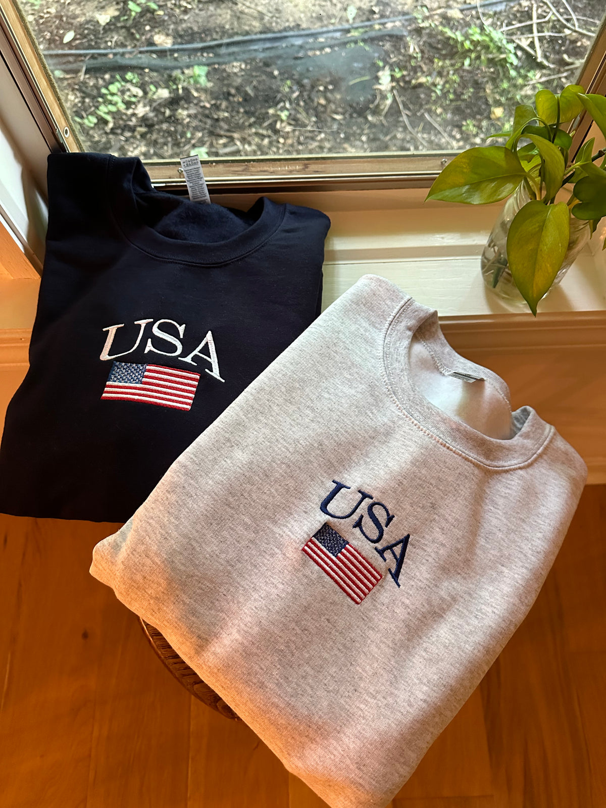 USA Flag Embroidered Sweatshirt
