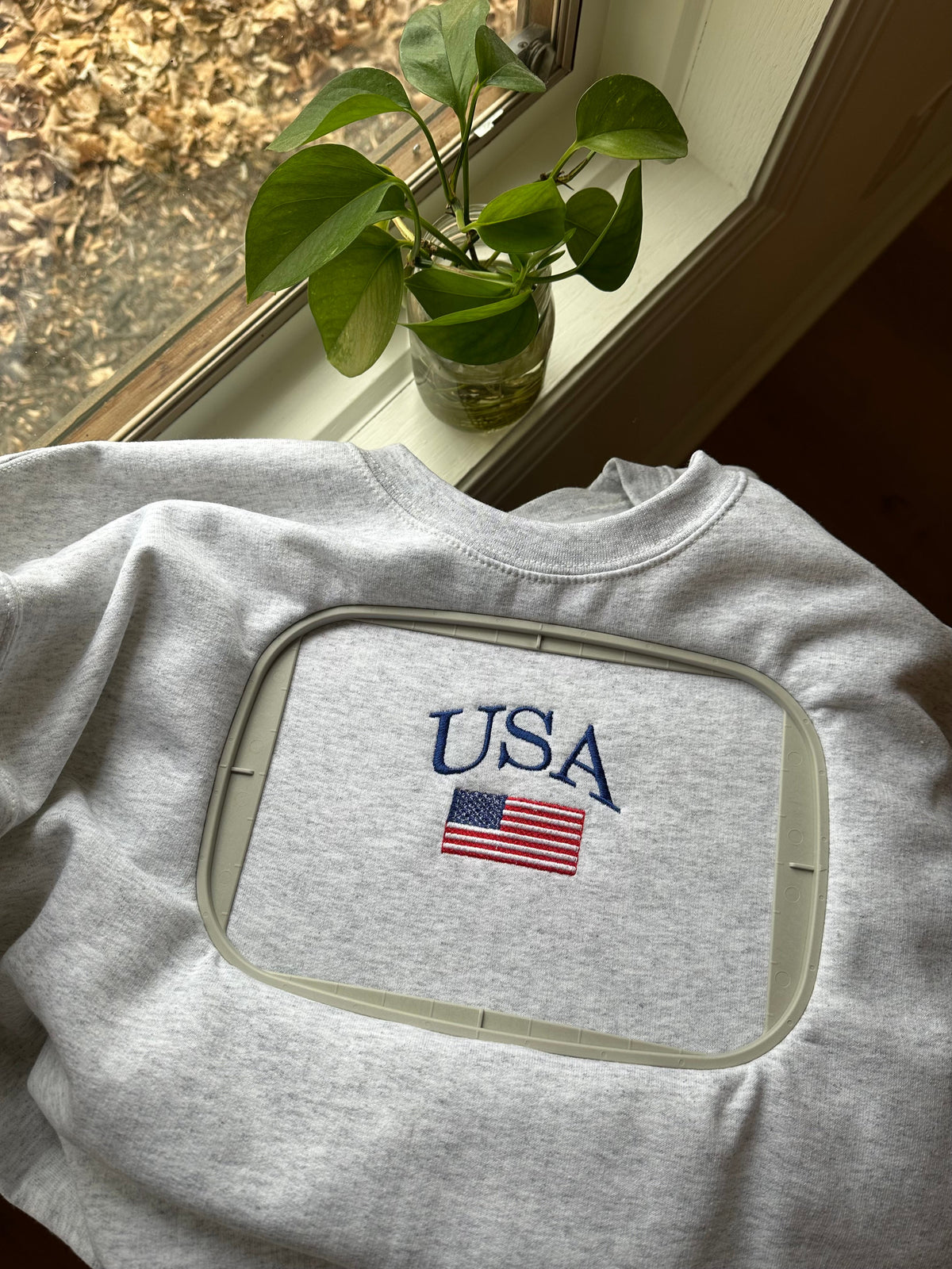 USA Flag Embroidered Sweatshirt