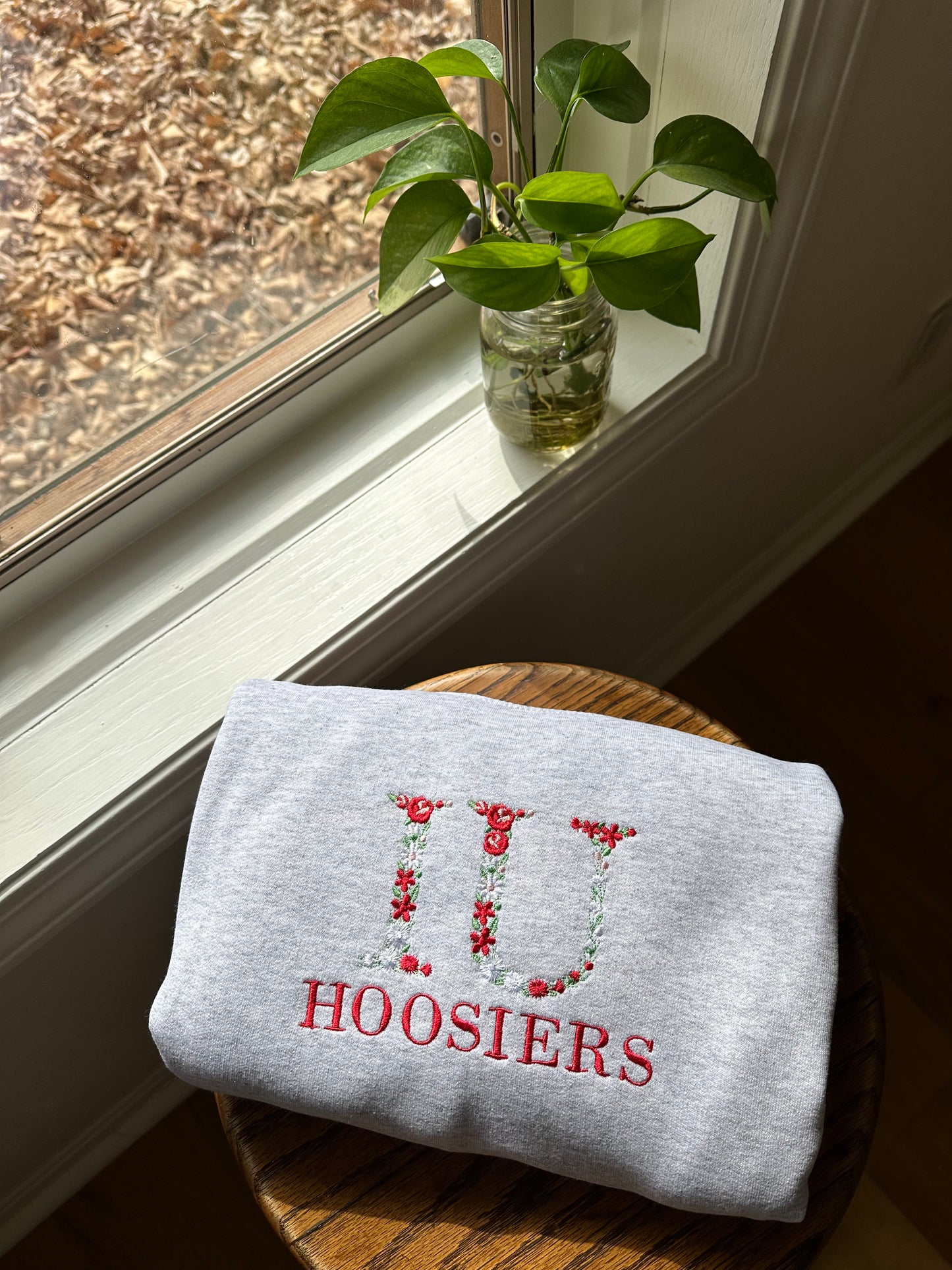 IU Floral Embroidered Sweatshirt