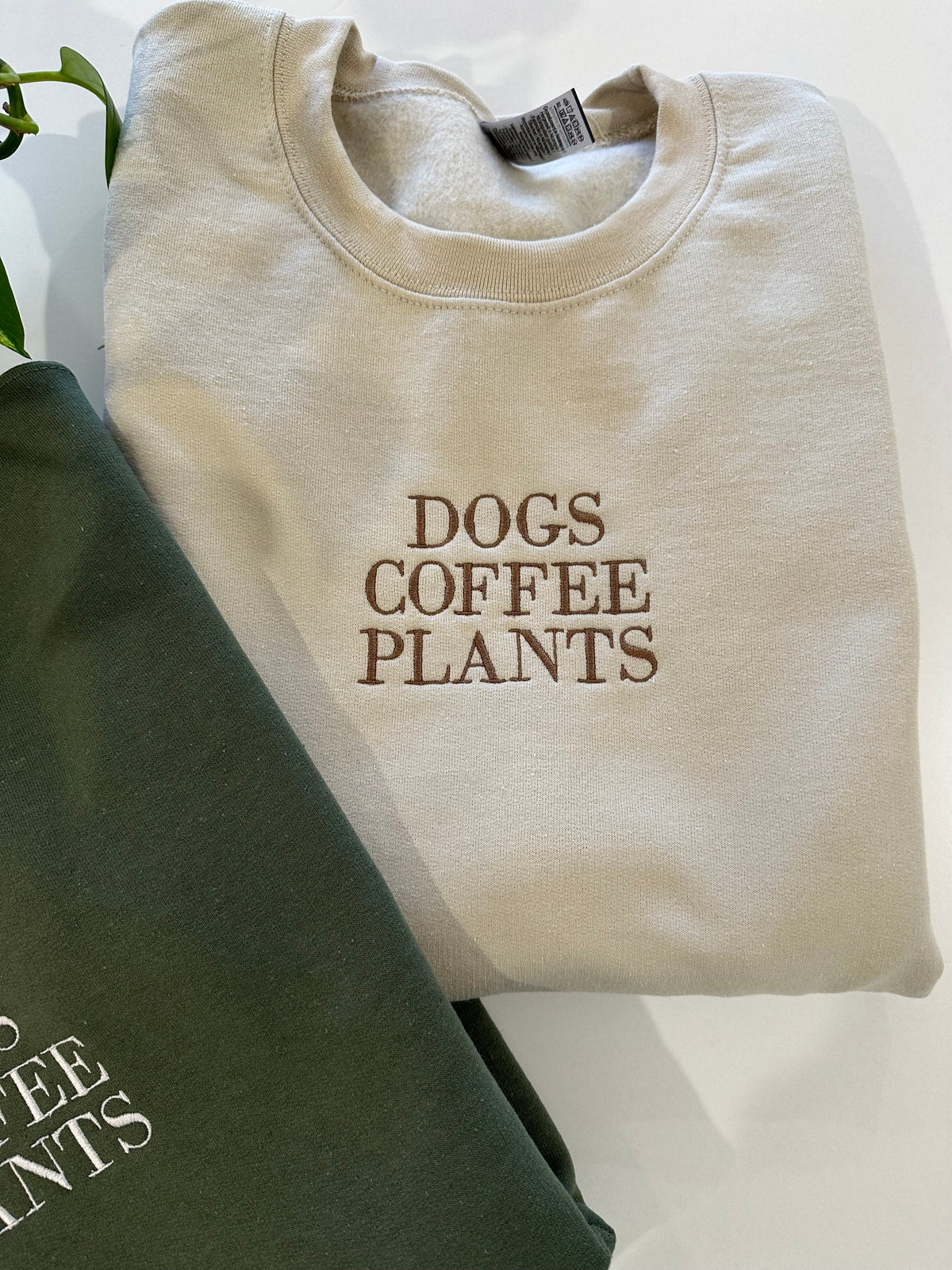 Dogs Coffee Plants Embroidered Sweatshirt