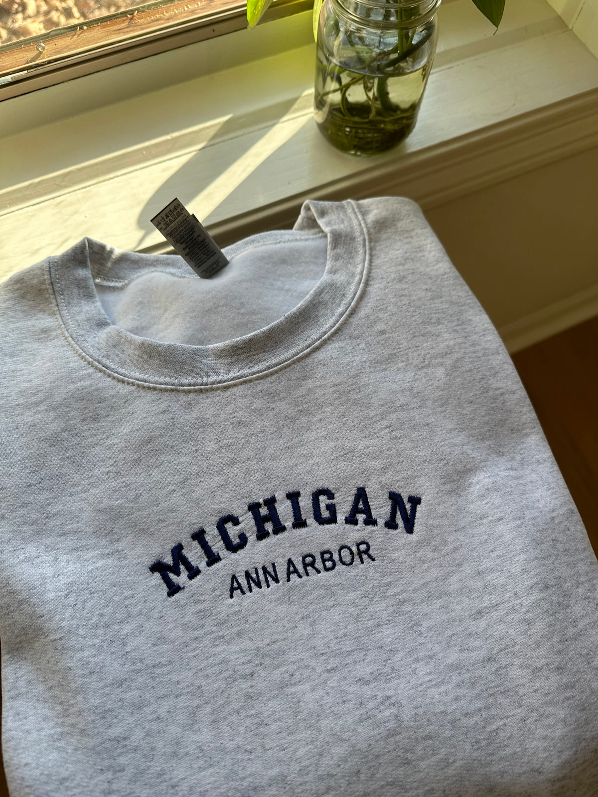 Ann Arbor Michigan Embroidered Sweatshirt