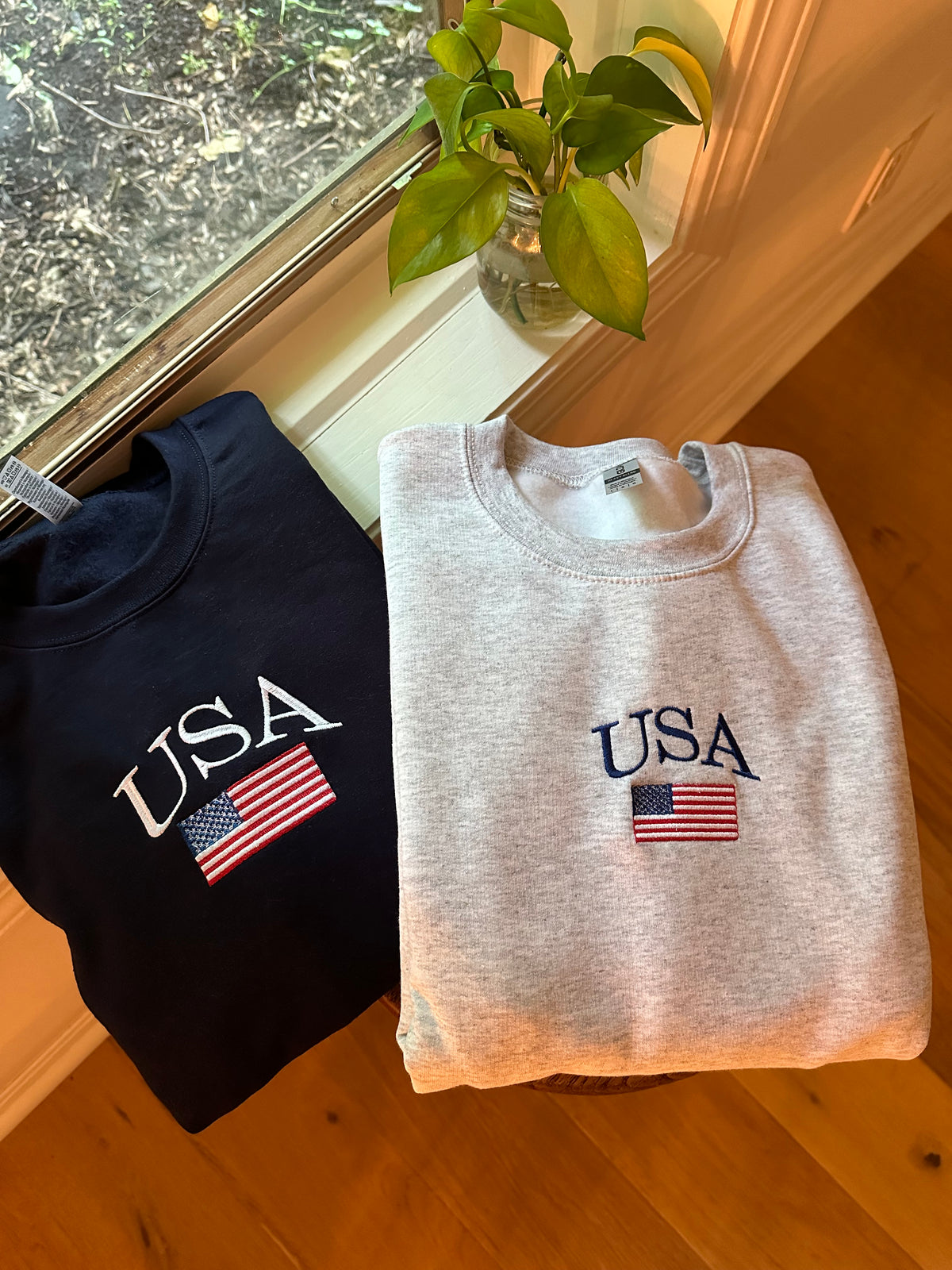 USA Flag Embroidered Sweatshirt