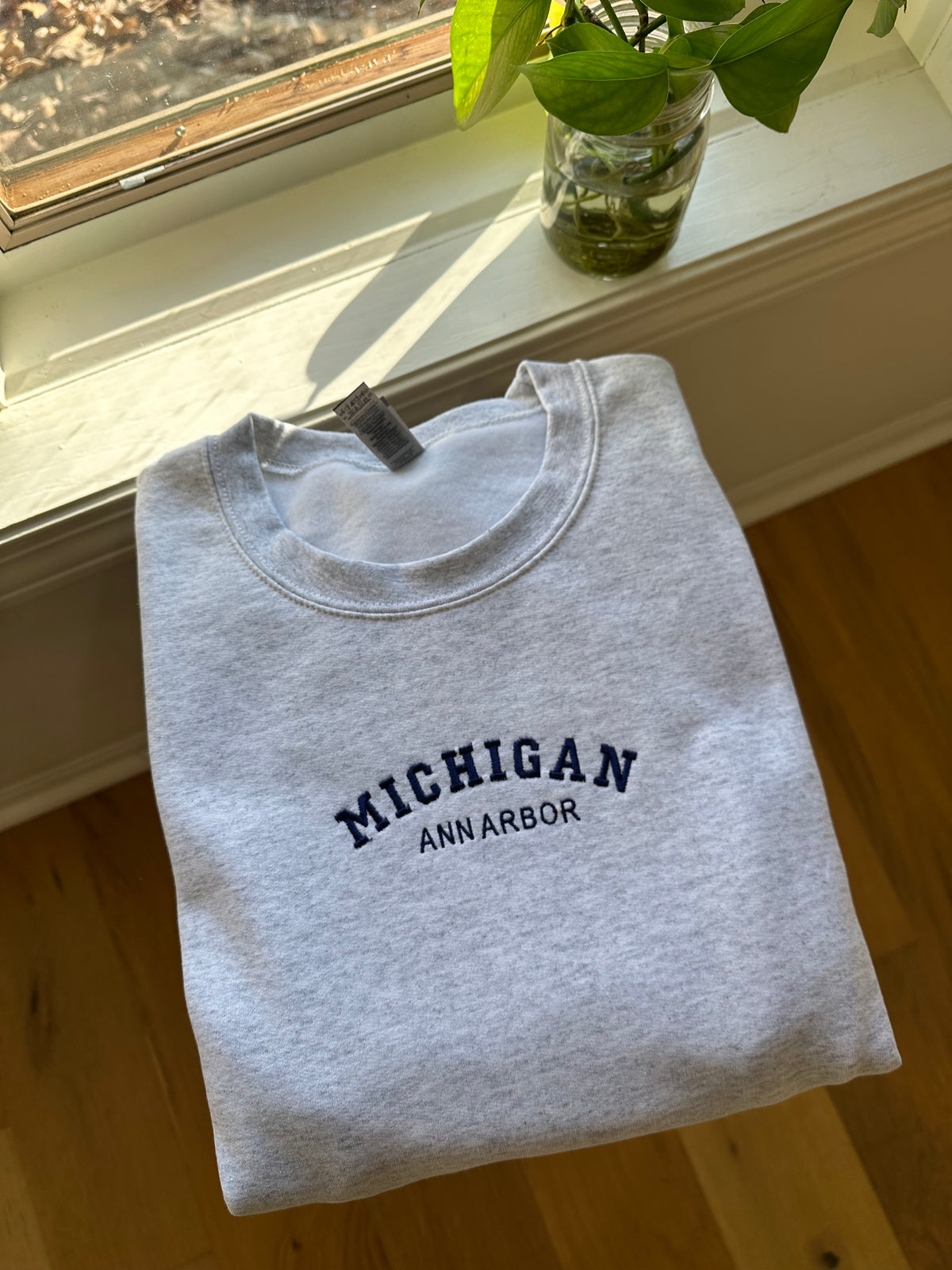 Ann Arbor Michigan Embroidered Sweatshirt