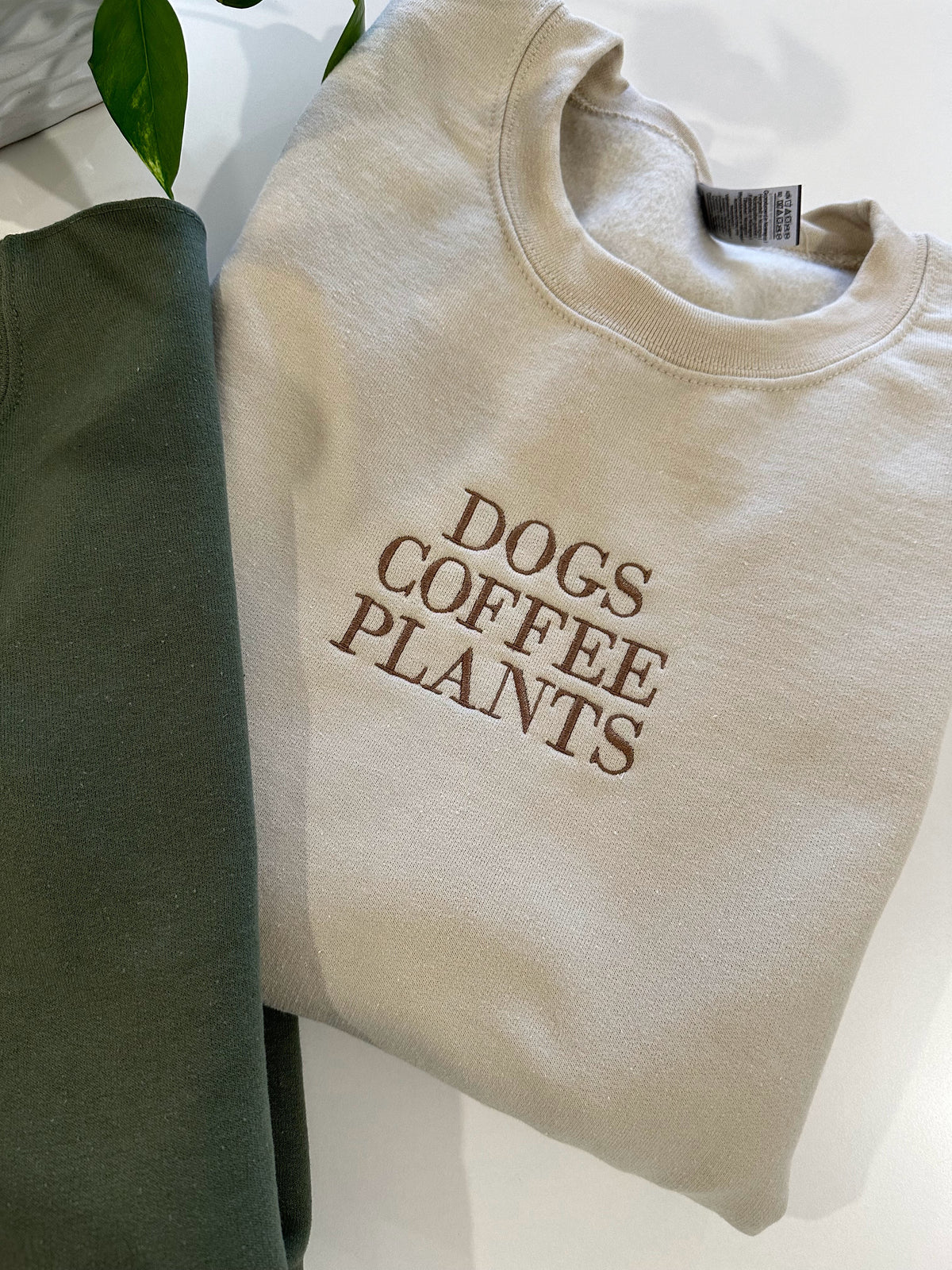 Dogs Coffee Plants Embroidered Sweatshirt