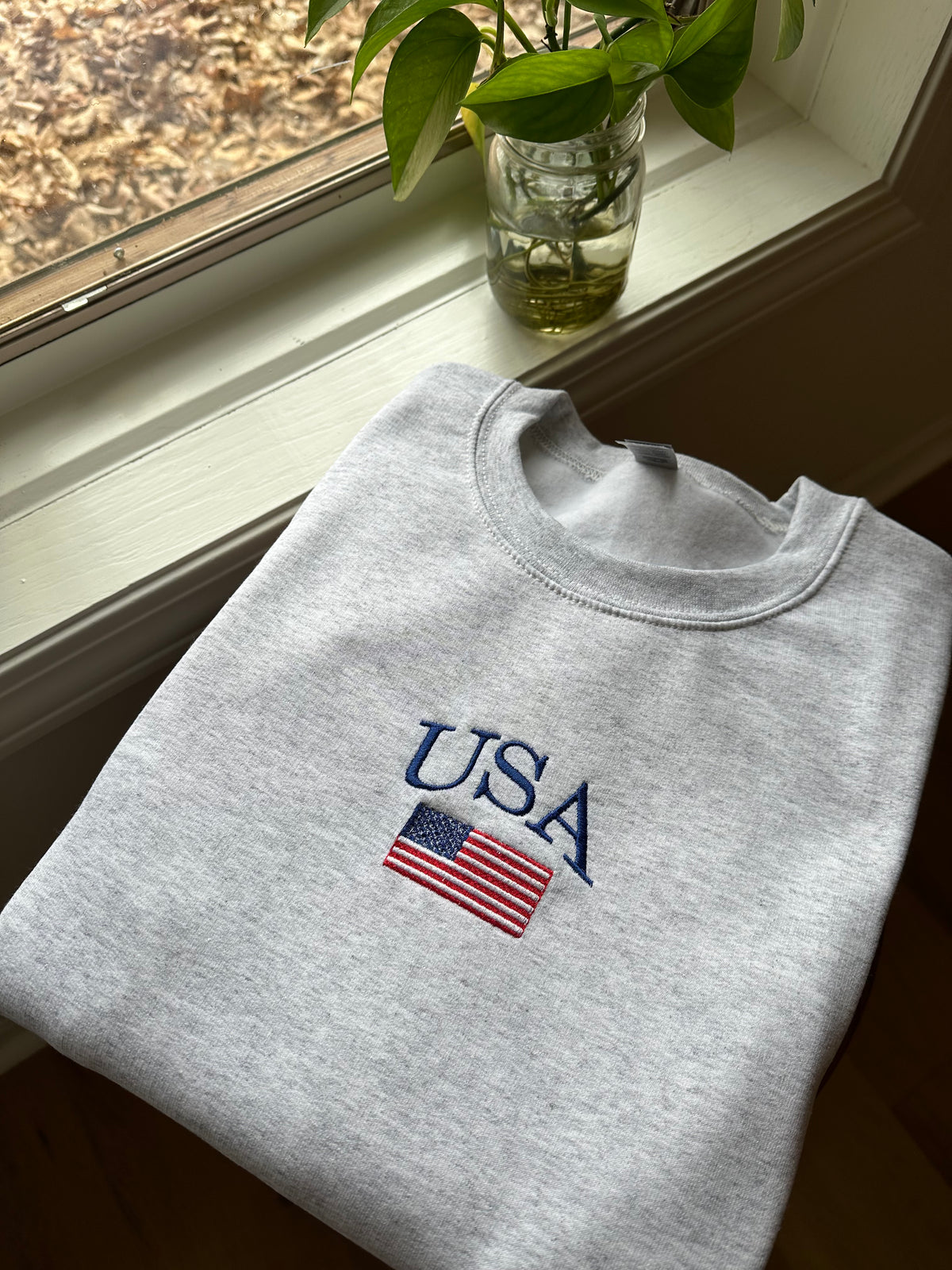 USA Flag Embroidered Sweatshirt