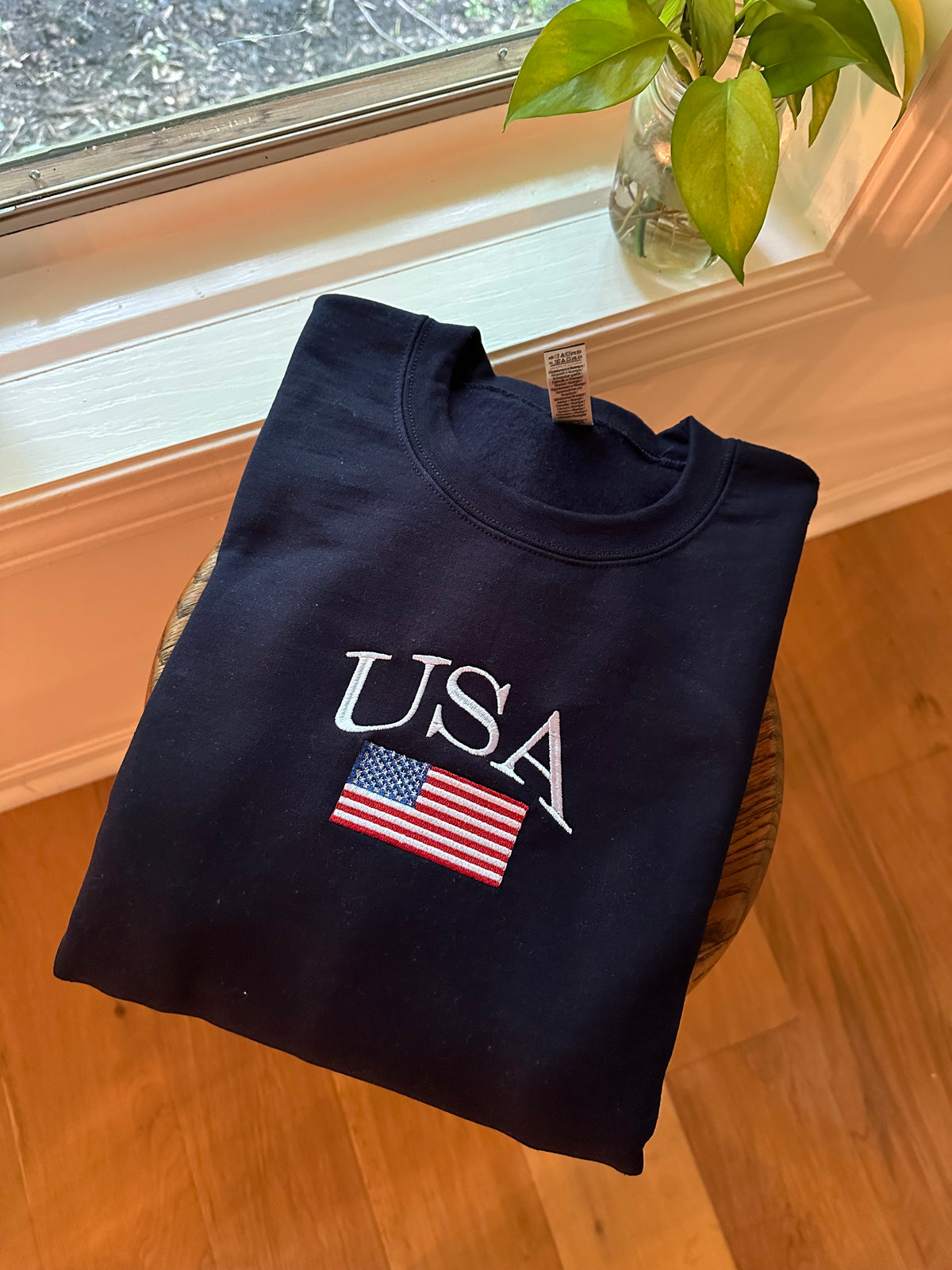 USA Flag Embroidered Sweatshirt
