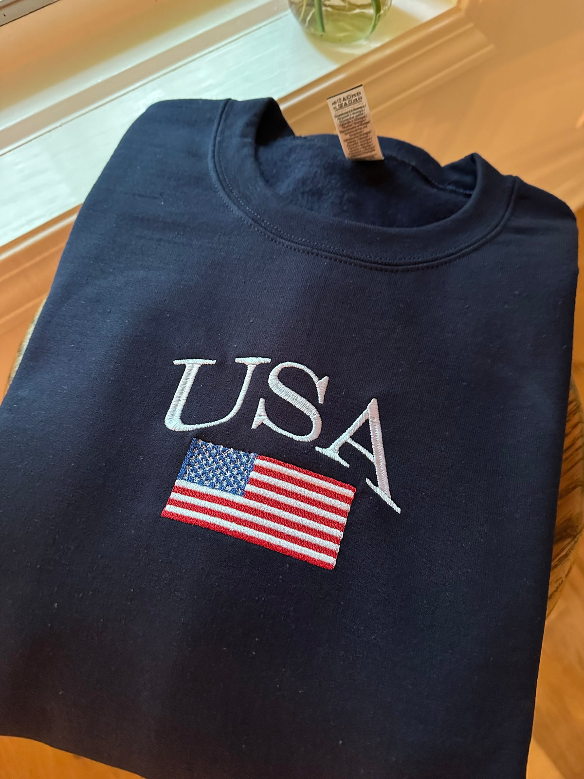 USA Flag Embroidered Sweatshirt