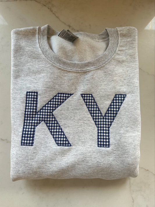 KY Applique Design Embroidered Sweatshirt - Kentucky Fan - Gift for UK Fan