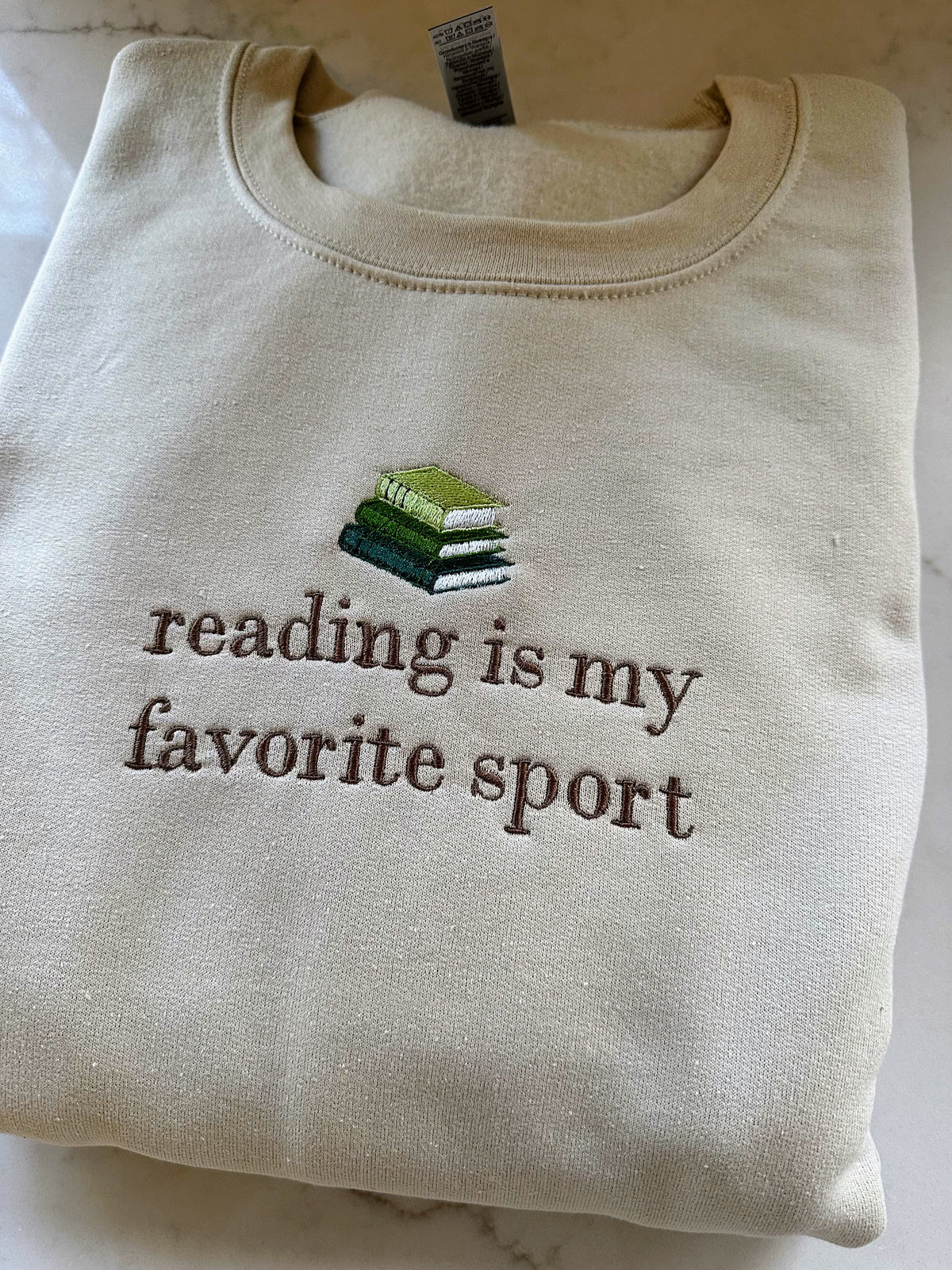 Reading Is My Favorite Sport Embroidered Sweatshirt