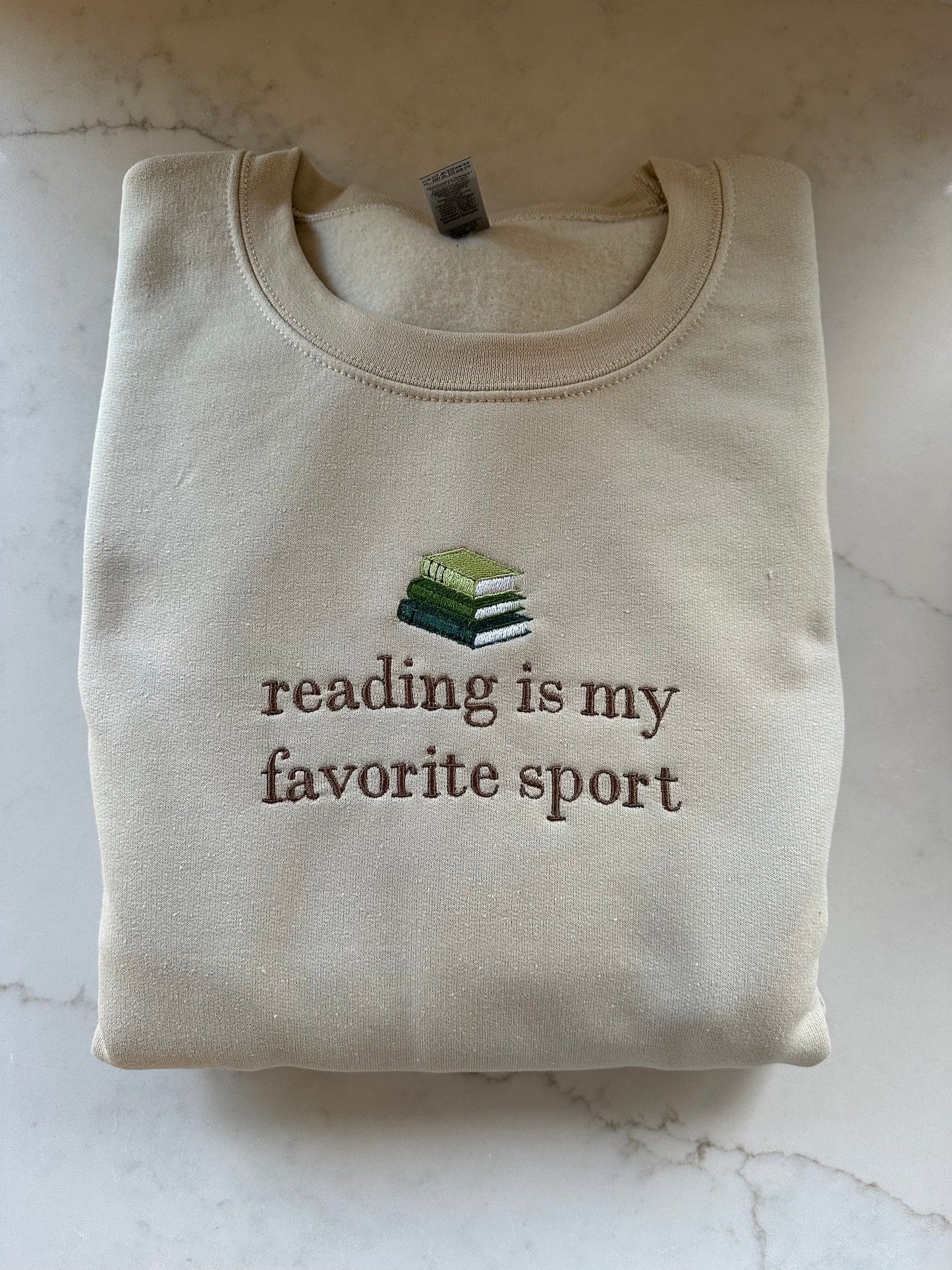 Reading Is My Favorite Sport Embroidered Sweatshirt