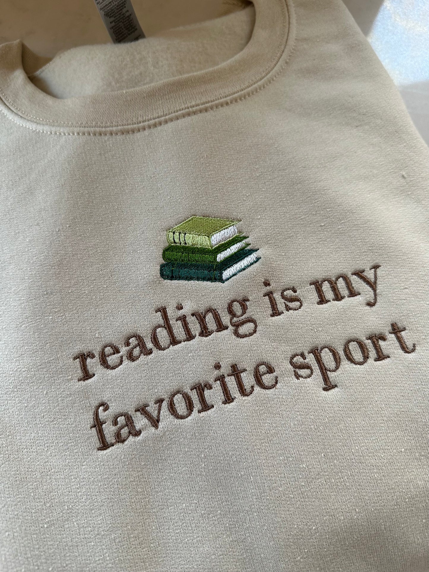 Reading Is My Favorite Sport Embroidered Sweatshirt