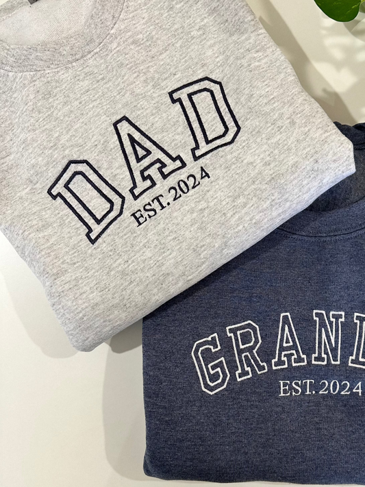 Fathers Day Gift, Custom Embroidered Sweatshirt, Dad Crewneck, Grandpa Crewneck, Gift for Dad
