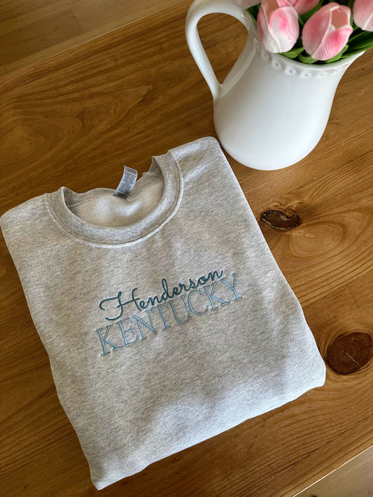 Henderson Kentucky Blue Thread Embroidered Sweatshirt