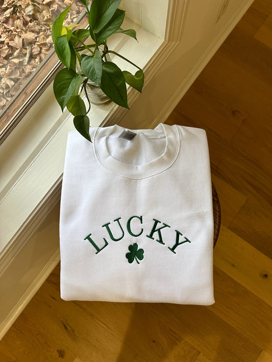 LUCKY St. Patrick's Day Embroidered Sweatshirt